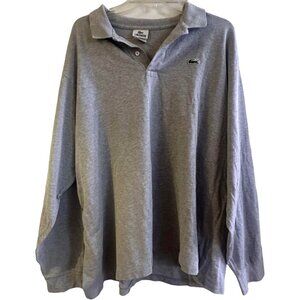 Lacoste Long Sleeve Polo Shirt Mens Size 3XL (FR 8) Light Grey Cotton 5191L